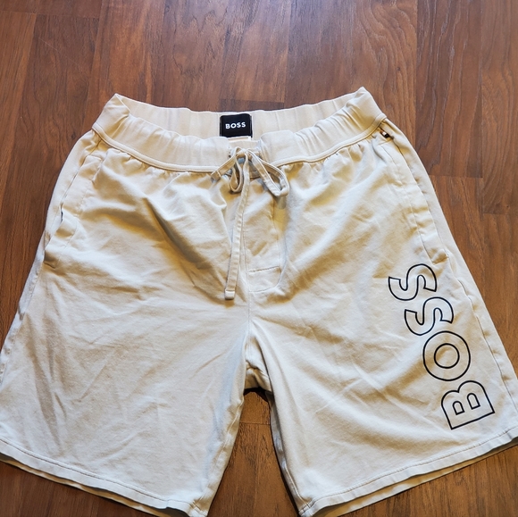 Boss Cotton Elastane Drawstring Shorts Cream/White Small - Picture 5 of 6